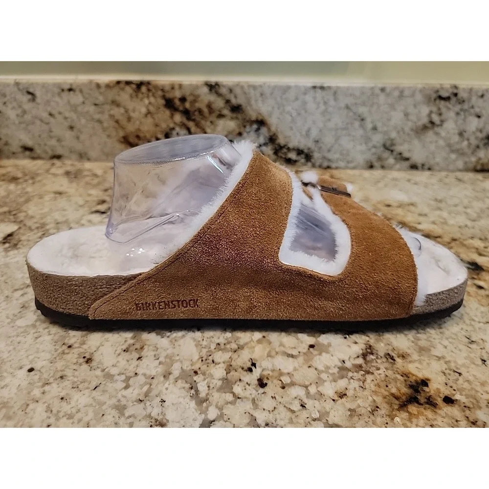 LEFT ONLY Birkenstock Arizona Shearling Suede Leather Sandal 45 Men's US 12 NEW